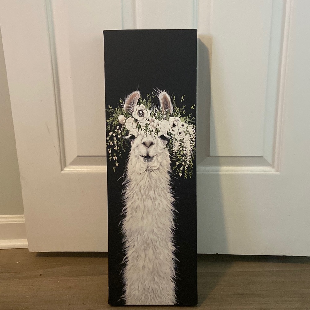 Llama wearing flower crown canvas